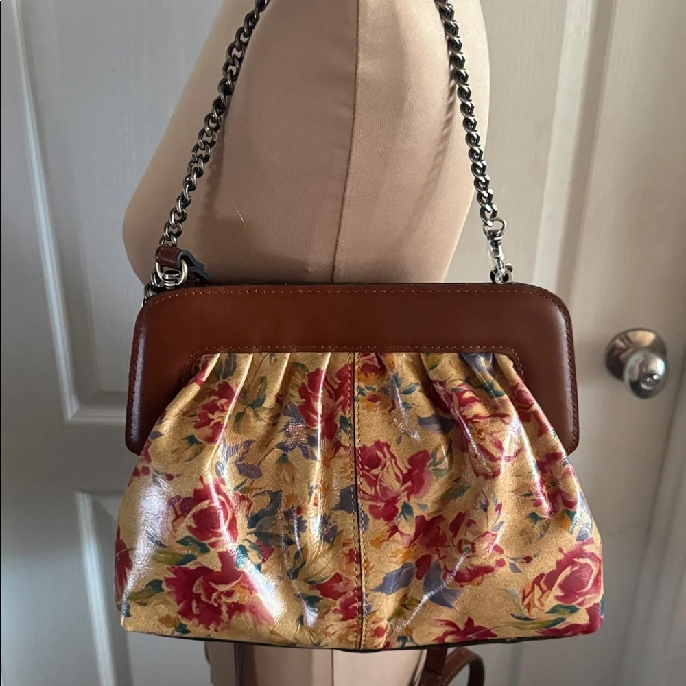 Patricia Nash Zelia Floral Leather Chain Strap Should Handbag Aegean Blooms Tan
